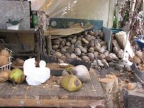 Nut husking spot at Nahiku Marketplace