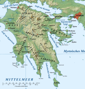 The Mulberry Shaped Portion of Greece. Green Deane’s family is from south of Sparta, about tow-thirds the way down the peninsula, The Mani.