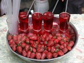Cool, fresh-squeezed strawberry juice, Damascus, Syria