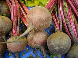 Red beet (Beta vulgaris) in the vegetables counter