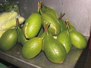 Green fruit in the market