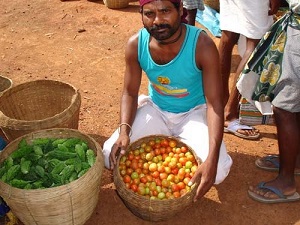 baskets of fruit at market