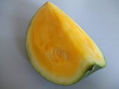 Watermelon (Citrullus lanatus) with yellow flesh, bought at the Binnenrotte market in Rotterdam, The Netherlands